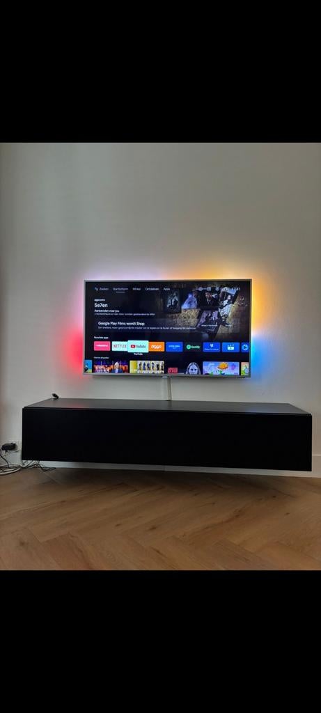 Zwevend TV meubel mat zwart GRATIS, Huis en Inrichting, Kasten | Televisiemeubels, Ophalen, Gebruikt, 150 tot 200 cm, Minder dan 100 cm