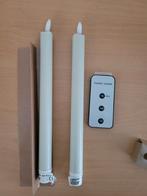 Set van 2 Flickering Flame LED kaarsen met afstandsbediening, Kunststof, Crème, Ophalen of Verzenden, Zo goed als nieuw