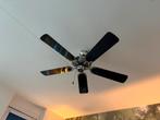 Vintage Plafondventilator met Zwarte Bladen - 3 standen, Ophalen of Verzenden, Gebruikt, Plafondventilator
