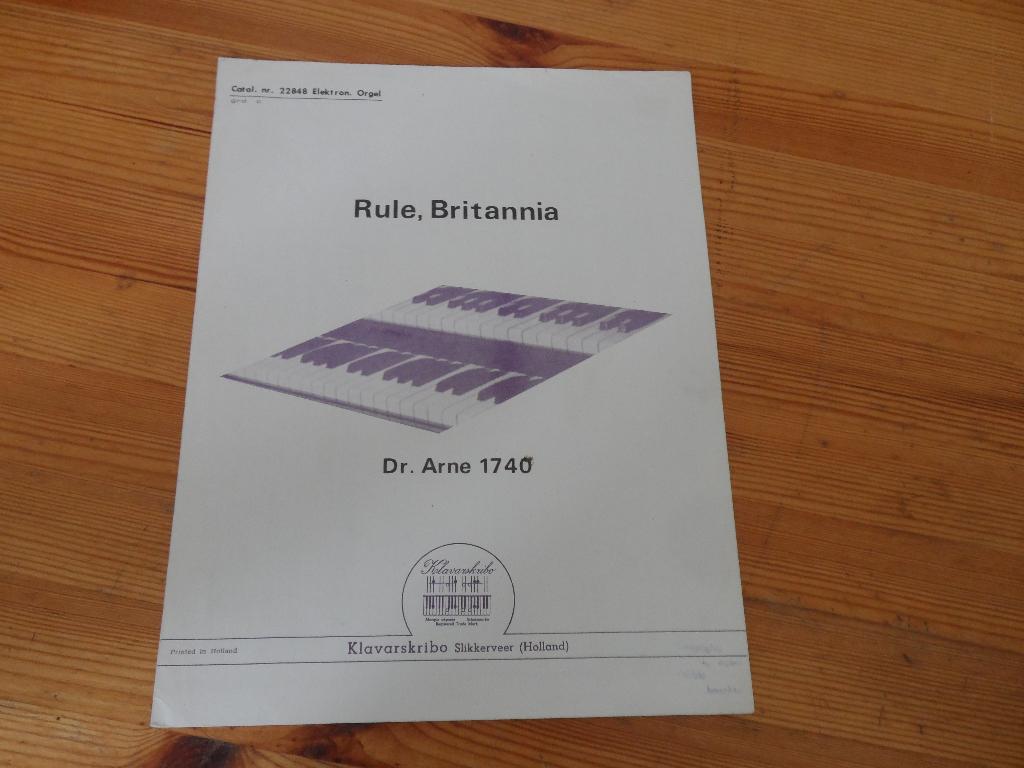 Klavarskribo - rule britannia - dr. Arne, Muziek en Instrumenten, Orgel, Gebruikt, Ophalen of Verzenden, Artiest of Componist