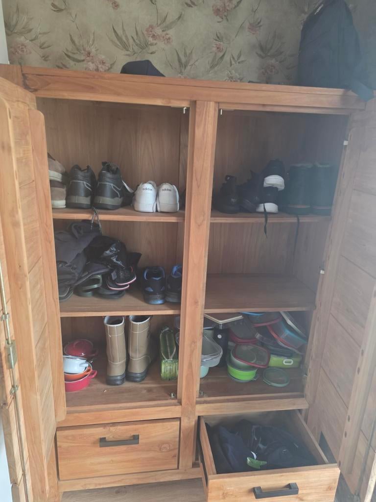 Teakhouten kast met planken en lades, Ophalen of Verzenden