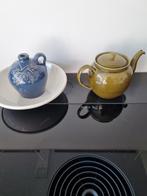 Theepot, groen, wit schaaltje en blauw potje. Gemerkt., Ophalen, Overige stijlen, Overige typen