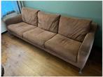 3-zits bruine suede leren bank, Ophalen, Gebruikt, Driepersoons, 75 tot 100 cm