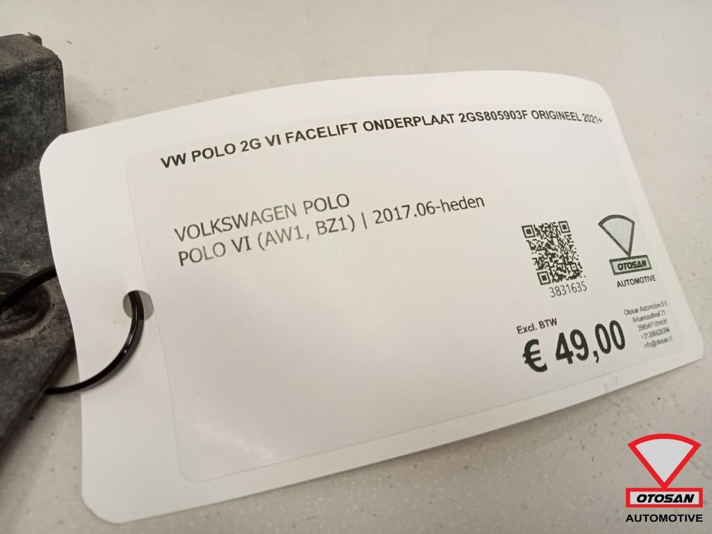 VW Polo 2G VI Facelift Onderplaat 2GS805903F Origineel 2021+, Gebruikt, Volkswagen, Volkswagen AG, Bumper