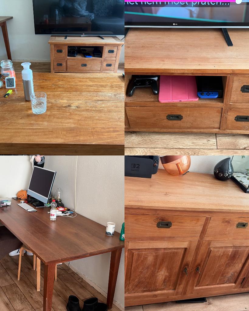 Gratis massief teak meubelset, Huis en Inrichting, Ophalen