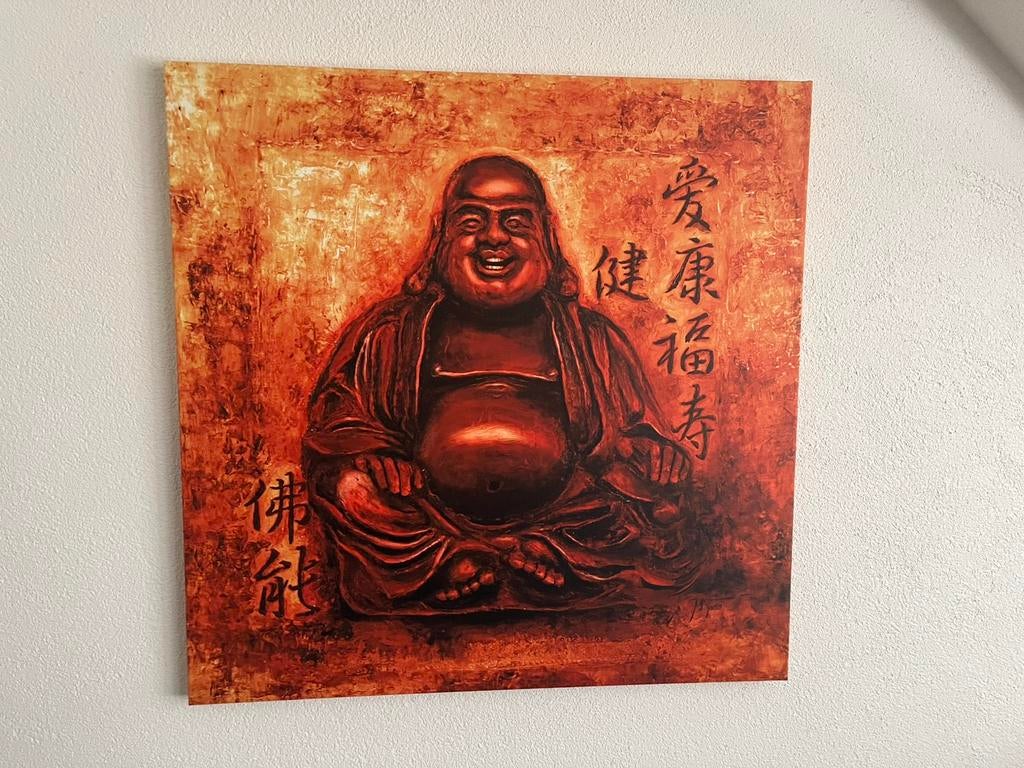 Canvas buddha 60x60, Huis en Inrichting, Ophalen of Verzenden, Zo goed als nieuw, Schilderij, 50 tot 75 cm