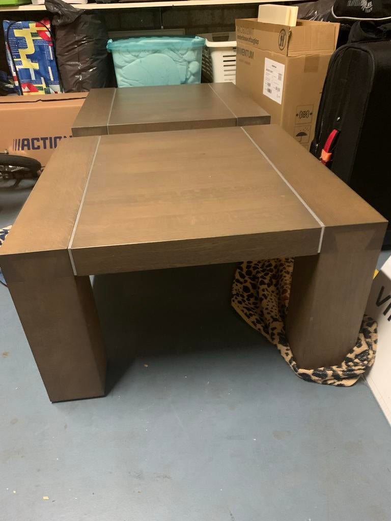 Set van 2 moderne bijzettafels / salontafels, Huis en Inrichting, Tafels | Salontafels, Ophalen, Gebruikt, Vierkant, 50 tot 100 cm