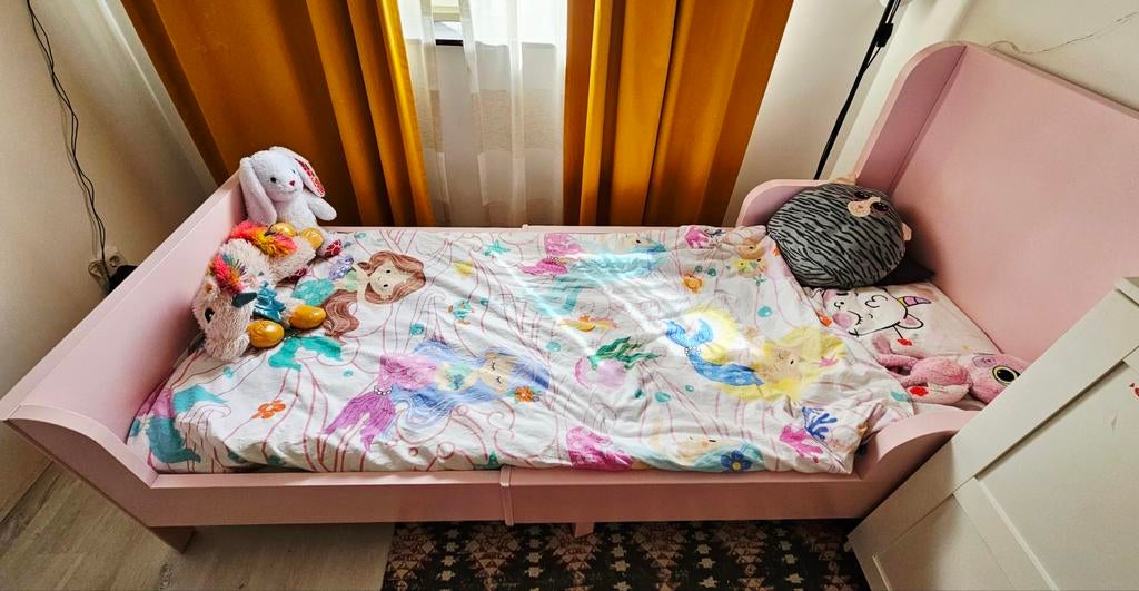 Roze meegroeibed, Kinderen en Baby's, Kinderkamer | Bedden, Gebruikt, 70 tot 85 cm, 180 cm of meer, Ophalen