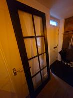 Zwarte Opdekdeur 231,5x88cm met glas, Ophalen, Gebruikt, 80 tot 100 cm, 215 cm of meer