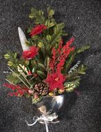 Kerststuk in Zilverkleurige Vaas, Ophalen of Verzenden, Zo goed als nieuw