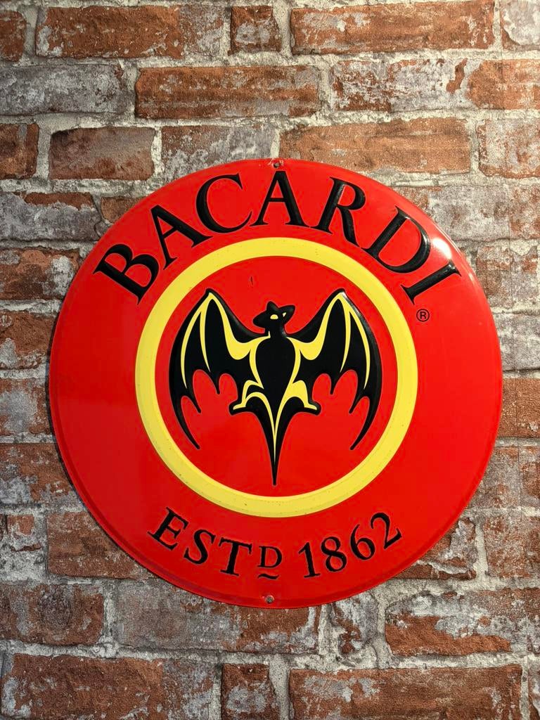 Bacardi borden metaal 7 stuks, Ophalen of Verzenden, Zo goed als nieuw, Reclamebord