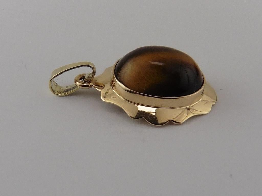 Gouden hanger met tijgeroog                              G33, Gebruikt, ., Ophalen of Verzenden, .