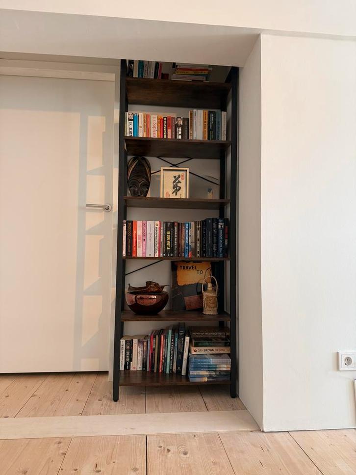 Industriële Boekenkast met 6 Planken, Huis en Inrichting, Kasten | Boekenkasten, Zo goed als nieuw, 50 tot 100 cm, 150 tot 200 cm