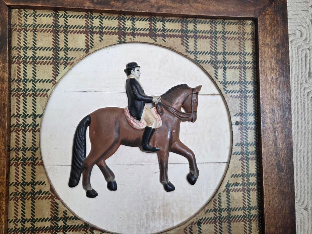 2 schilderijen van ruiter op paard., Ophalen of Verzenden