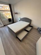IKEA HAUGA Double Bed (140x200) – Grey with Storage Drawers, Ophalen, Tweepersoons, 140 cm, Zo goed als nieuw