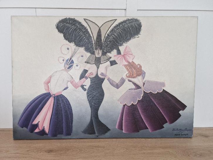 Groot schilderij– Les Condolences Exquises – Michel François, Antiek en Kunst, Kunst | Schilderijen | Klassiek, Ophalen of Verzenden