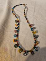 Korte oude glaskralen ketting met o.a millefiori kralen, Sieraden, Tassen en Uiterlijk, Kettingen, Ophalen of Verzenden, Zo goed als nieuw