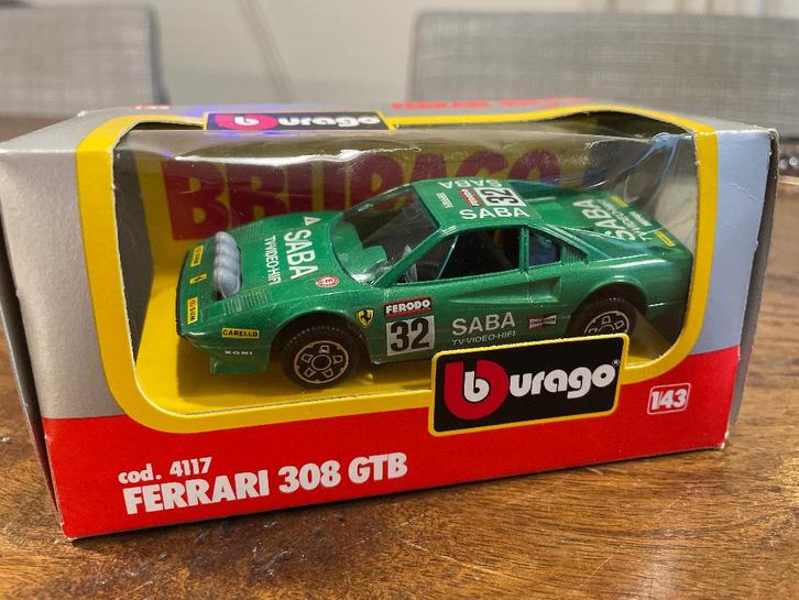 Bburago, Ferrari 308 GTB groen, nr. 4117, Hobby en Vrije tijd, Modelauto's | 1:43, Zo goed als nieuw, Auto, Overige merken, Ophalen of Verzenden