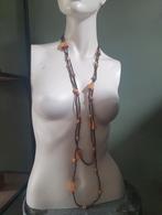 Lange vintage houten kralen ketting, Ophalen of Verzenden, Zo goed als nieuw, Bruin, Overige materialen