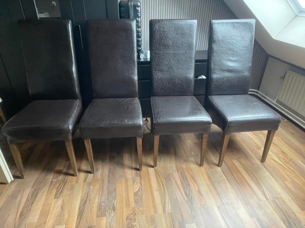 eetkamerstoelen, Ophalen of Verzenden, Zo goed als nieuw, Leer, Vier