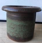 Vintage jaren ‘50 bloempot bruin groen uniek 15/20cm, Rond, Binnen, Ophalen of Verzenden, Zo goed als nieuw