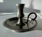 KANDELAAR,kamerkandelaar,90%TIN,zilverkleur,Merk,handvat, Antiek en Kunst, Ophalen of Verzenden, Overige materialen
