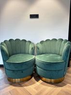 2 Richmond Groene Velvet Fauteuils, Huis en Inrichting, Fauteuils, Ophalen, Gebruikt, Minder dan 75 cm, Stof