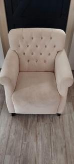 Witte fauteuil gecaptionneerd landelijk, Gebruikt, 75 tot 100 cm, Ophalen of Verzenden, Stof