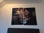 2-delig glazen schilderij - Leeuw, Antiek en Kunst, Ophalen of Verzenden