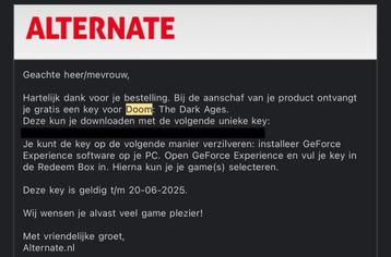 Nvidia 50xx Doom The Dark Ages key beschikbaar voor biedingen