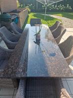Tuinset met marmer blad en 8 stoelen, Overige materialen, Gebruikt, 100 tot 150 cm, Degelijk