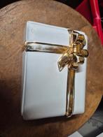 Sieradendoosje met gouden strik, Overige materialen, Gebruikt, Wit, Ophalen of Verzenden