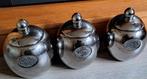 te koop set zilverkleurig ijzeren koffie suiker thee potten, Ophalen of Verzenden, Zo goed als nieuw
