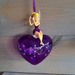 Disney Tinkerbell op glazen hart ornament, Ophalen of Verzenden, Overige figuren, Zo goed als nieuw, Beeldje of Figuurtje