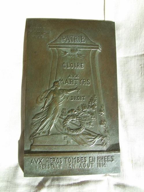 zeldzame bronzen plaquette van begraafplaats Rhees herstal B, Verzamelen, Militaria | Algemeen, Landmacht, Lintje, Medaille of Wings