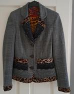 Save the Queen blazer grijs + luipaard + kant zwart S 43527