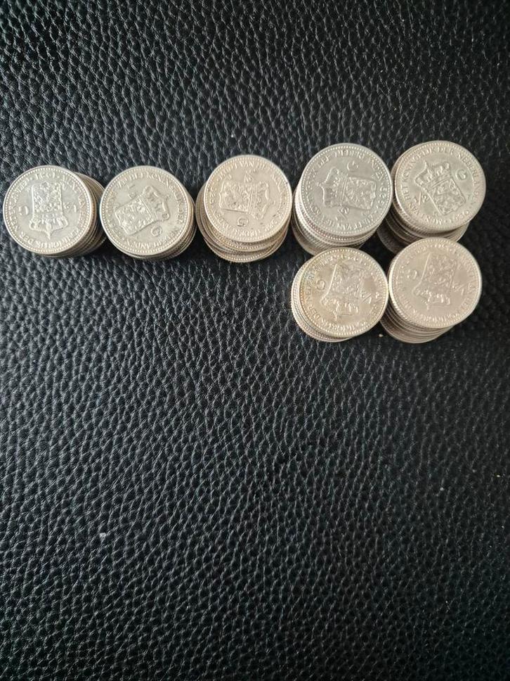 57 Zilveren halve Guldens Wilhelmina, Postzegels en Munten, Munten | Nederland, Losse munt, ½ gulden, Koningin Wilhelmina, Zilver