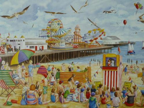 puzzel Falcom de Luxe 1000 stukjes zee en strand, zomer, Hobby en Vrije tijd, Denksport en Puzzels, Zo goed als nieuw, Legpuzzel