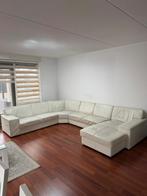 Bankstel beige leer MOET SNEL WEG, Huis en Inrichting, Ophalen, Gebruikt, Leer