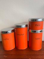 Vintage Oranje Voorraadblikken Set van 4, Ophalen of Verzenden, Gebruikt