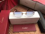 Cartier zonnebril Piccadilly goud blauwe glazen diamant, Zonnebril, Blauw, Nieuw, Ophalen