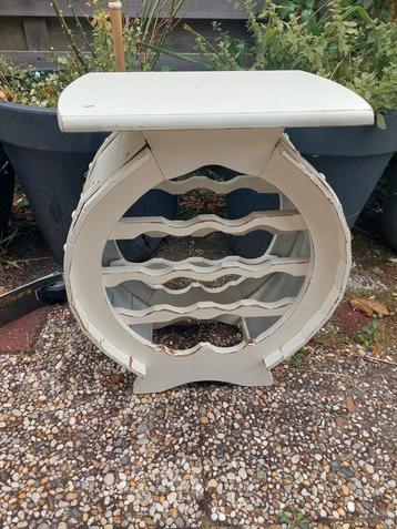 Brocante Wijnrek - Houten Wijnflessenhouder beschikbaar voor biedingen