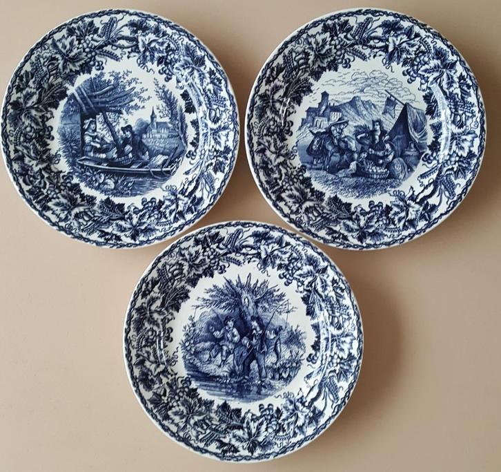 Antieke Maestricht Ceramique wandborden - drie taferelen, Antiek en Kunst, Antiek | Wandborden en Tegels, Ophalen