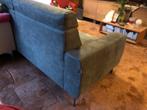 Mooie 2,5 zits trendy blauwgroene bank microleer, Huis en Inrichting, Ophalen, Driepersoons, 75 tot 100 cm, Zo goed als nieuw