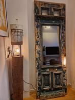 Brocante deur met spiegel en lamp, Antiek en Kunst, Curiosa en Brocante, Ophalen