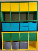 Kallax groen geel blauw, Huis en Inrichting, Kasten | Wandmeubels, Ophalen, Zo goed als nieuw, Minder dan 150 cm, Minder dan 100 cm