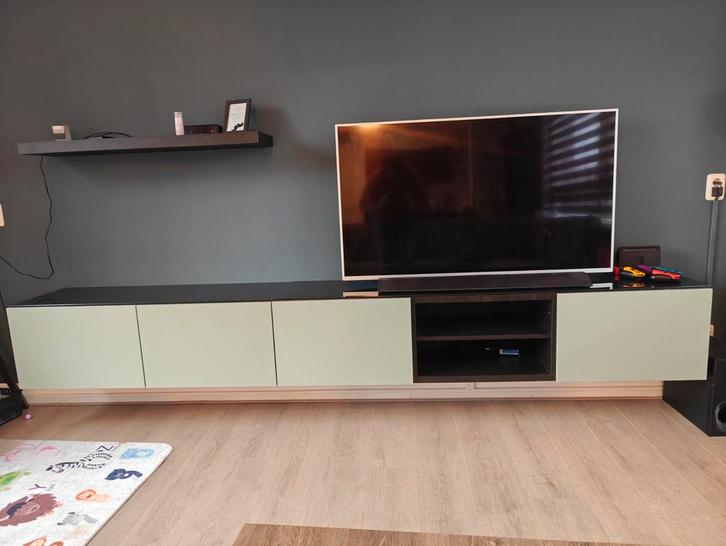IKEA Besta TV Meubel + Plank, Huis en Inrichting, Kasten | Televisiemeubels, Zo goed als nieuw, Minder dan 100 cm, 200 cm of meer