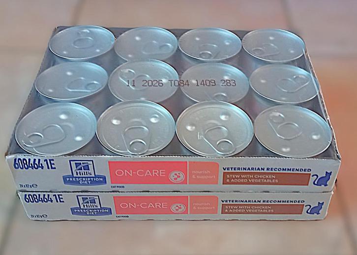 Tray blikjes (24x82 gram) Hills ON-Care - Kip en groenten, Dieren en Toebehoren, Dierenvoeding, Kat, Ophalen of Verzenden