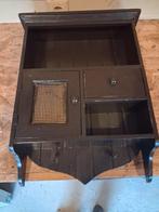 2 x Antiek zwart wandkastje met deur en lade, Antiek en Kunst, Antiek | Meubels | Kasten, Ophalen