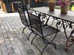 2 gietijzeren franse tuinstoelen met sierlijke armleuningen, Tuin en Terras, Tuinsets en Loungesets, Ophalen, Zo goed als nieuw